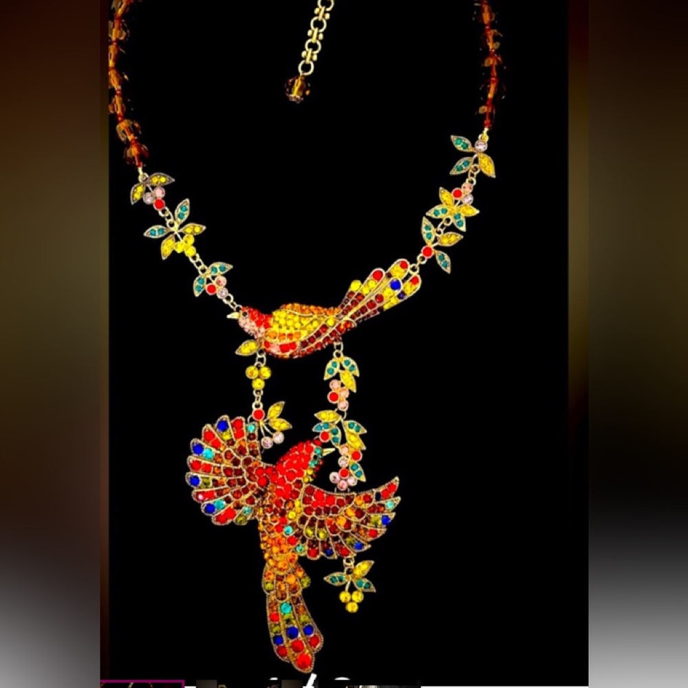 Heidi Daus “ Come Fly With Me” Mary Poppins, Colorful Bird  Necklace - Picture 3 of 12